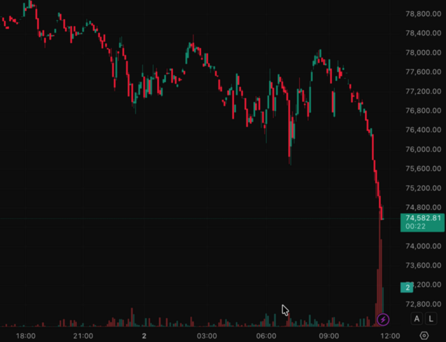 慘！比特幣跌穿 7.46 萬美元：BTC金庫正面臨破產前夕