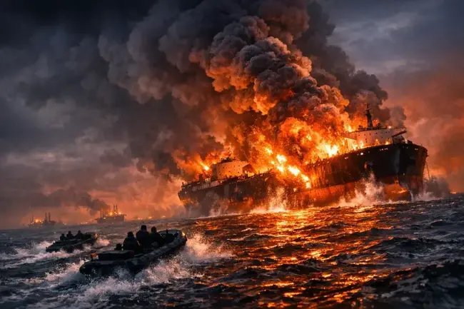 波斯灣兩艘油輪遭不明攻擊陷火海，25名船員急撤離，布蘭特原油再逼近100元大關