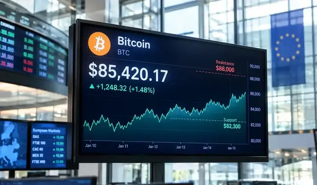 Bitcoin ziet weerstand rond $88.000 en support bij $82.300