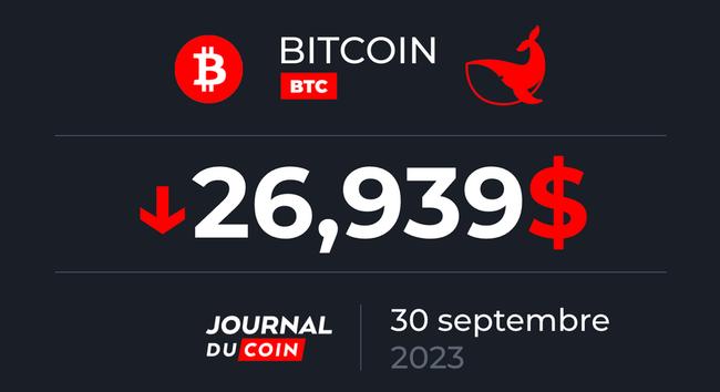 Bitcoin le 30 septembre – Vers un mois d’octobre à 27 000 dollars ?