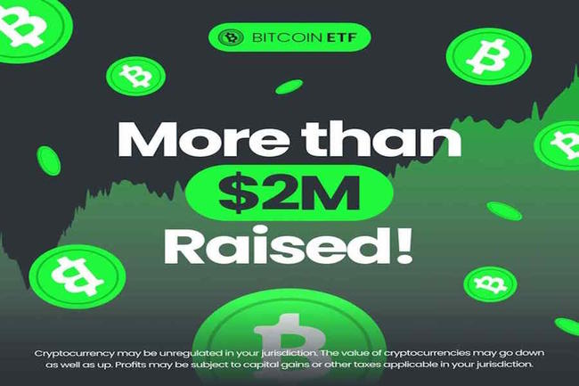 Bitcoin ETF, la nuova criptovaluta stake to earn raccoglie $2 milioni in prevendita