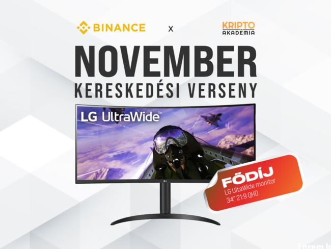 Kisorsoltuk novemberi Binance játékunk és az LG 34″ Ultrawide monitor nyertesét