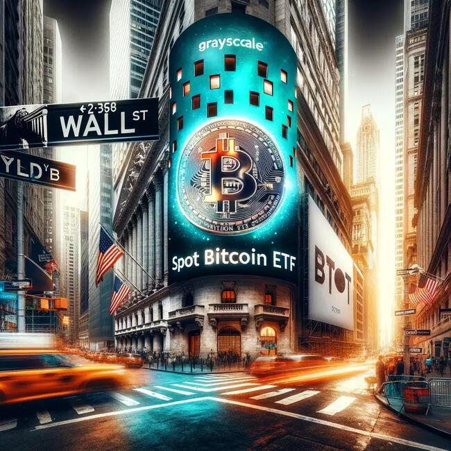 Реклама Bitcoin ETF от Grayscale захватила Уолл-стрит в Нью-Йорке