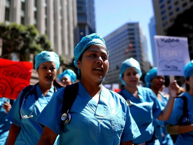 Krankenschwestern protestieren gegen den Einsatz von KI im Gesundheitswesen bei Kaiser Permanente 