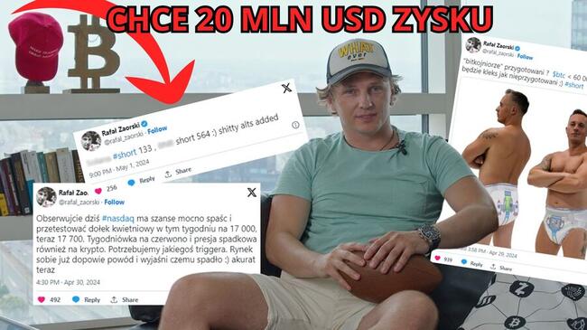 Rafał Zaorski zarabia na spadkach Bitcoina. Teraz gra przeciwko tym dwóm kryptowalutom