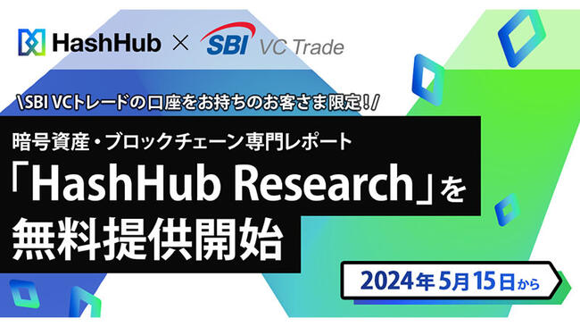 SBI VCトレード：口座保有者限定で「HashHub Research」無料提供へ