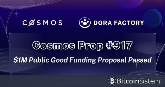 Cosmos Hub, İkinci Dereceden Finansman Girişimi için Dora Fabrikasına 1 Milyon Dolarlık Hibeyi Onayladı