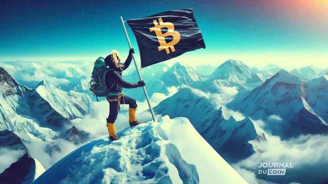 Bitcoin : Un alpiniste brandit un drapeau BTC au sommet de l’Everest