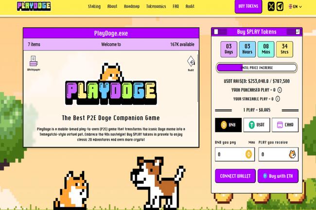 PlayDoge: arriva la nuova meme coin P2E PLAY che raccoglie $250.000 in prevendita. Farà meglio di Floki Inu?