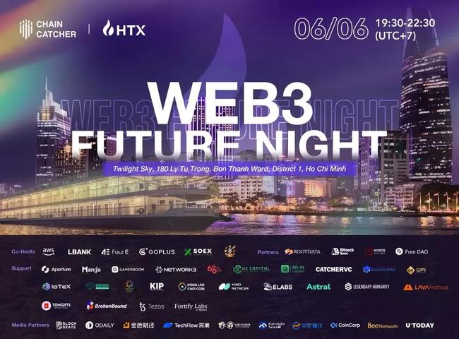 ChainCatcher 将携手火币 HTX 于 6 月 6 日在胡志明市开展“ Web3 未来之夜”活动