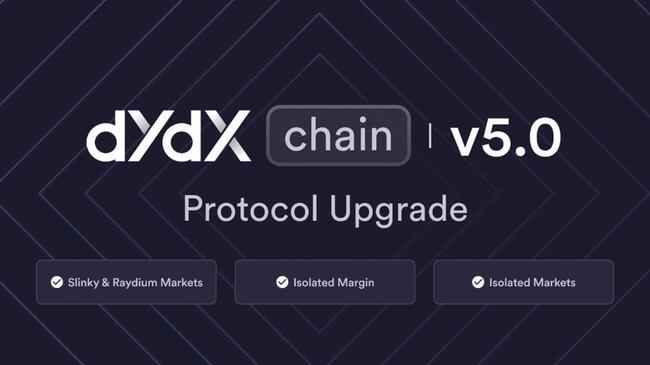 Le DEX dYdX passe à la v5.0 du protocole avec l’introduction des marchés et marge isolés