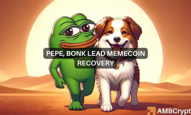 Pepe y Bonk lideran la recuperación de memecoin en medio de una caída más amplia del mercado