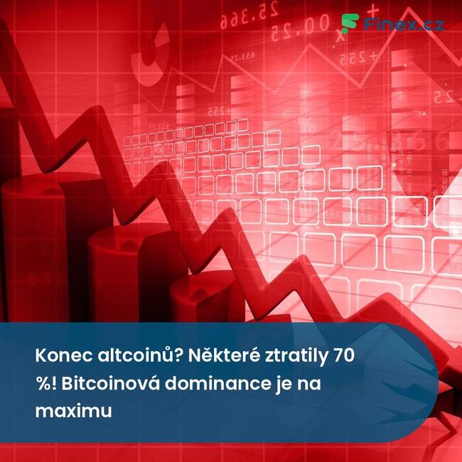 Konec altcoinů? Některé ztratily 70 %! Bitcoinová dominance je na maximu