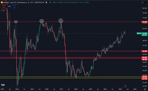 Bitcoin Dominance Chart Remains Very High Despite Crash, What This Means For Altcoins