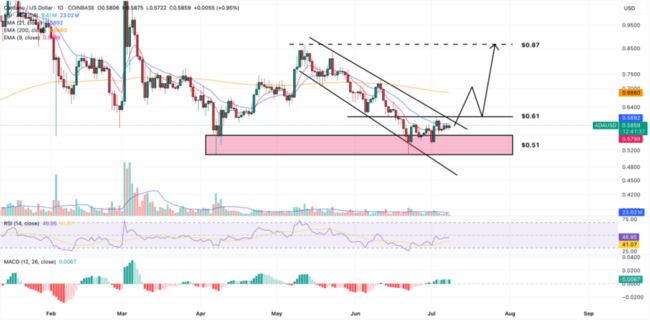توقعات سعر عملة كاردانو (Cardano-ADA) بعد تأكيد هوسكينسون إجراء محادثات مع شركتي سيركل (Circle) وتيثر (Tether)، فهل تلوح شراكة بشأن العملات المستقرة في الأفق؟