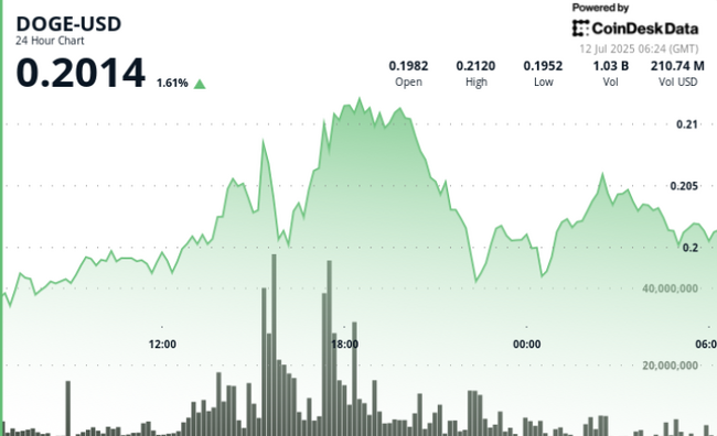 DOGE Sobe 9% Antes de Forte Reversão Enquanto Resistência em $0.213 Detém Rally