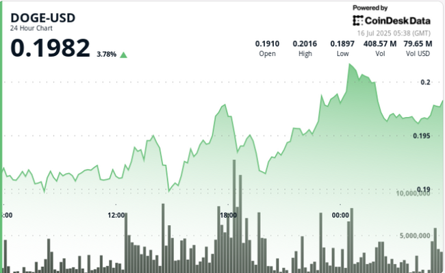DOGE Segna una Configurazione Rialzista con Breakout, Ritracciamento e Supporto a $0,196