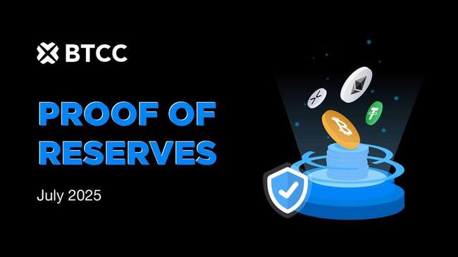 Биржа BTCC сообщает о полном резервном соотношении 132% с лидирующим Ethereum на уровне 170% в июле 2025 года