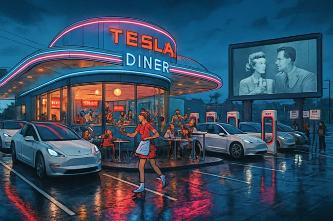 Tesla Diner開業爆火！特斯拉充電站、美式餐點..馬斯克給了人們哪些驚喜？
