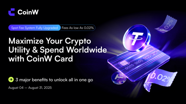 CoinW 現貨費率全面升級，三大限時活動同步上線，打造「交易 + 賺幣 + 支付」加密生態閉環
