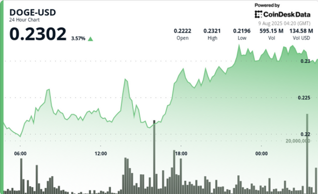 DOGE alcança 23 centavos com compra de baleias, zona de oferta impede breakout