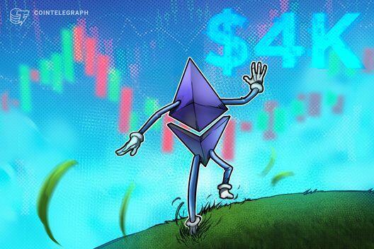 Ethereum-Kurs klettert erstmals wieder auf 4.000 US-Dollar