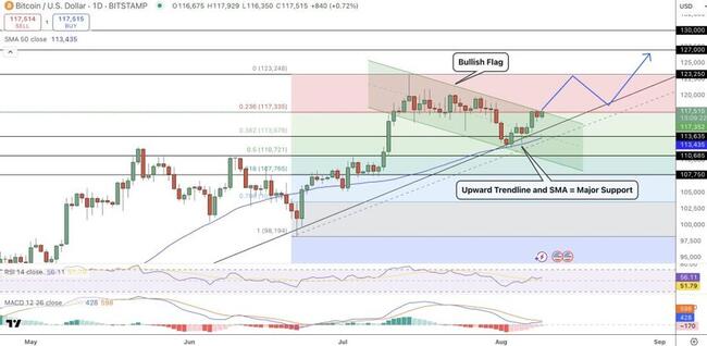 توقعات سعر عملة بيتكوين (Bitcoin-BTC) بعد ارتفاعه بنسبة 3.6% مقترباً من مستوى 118,000$، هل يمكن أن يصل إلى 120,000$ لاحقاً؟