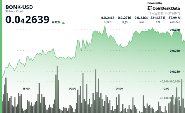 BONK зростає на 10% до $0.000027 перед початком фіксації прибутку
