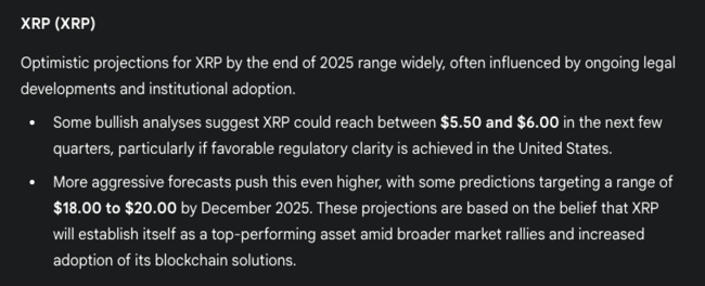 Googles Gemini AI prognostiziert den Preis von XRP, Chainlink und Solana bis Ende 2025