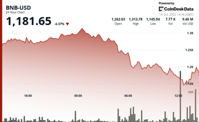 BNB recule de 6,5 % après avoir atteint un sommet historique suite à la chute de 500 milliards de dollars du marché des crypto-monnaies