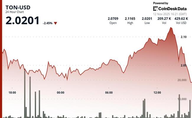 Toncoin снижается на 2,4% на фоне распродажи после ралли, ограничивающей рост