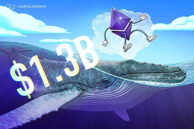 COINTELEGRAPH: Ether whale stacks $1.3B in ETH, fueling $4K recovery hopes