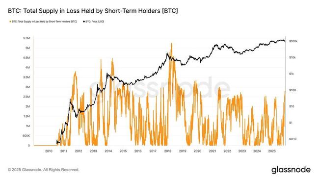 La part de Bitcoin détenue par les détenteurs à court terme en perte atteint son plus haut niveau depuis l'effondrement de FTX