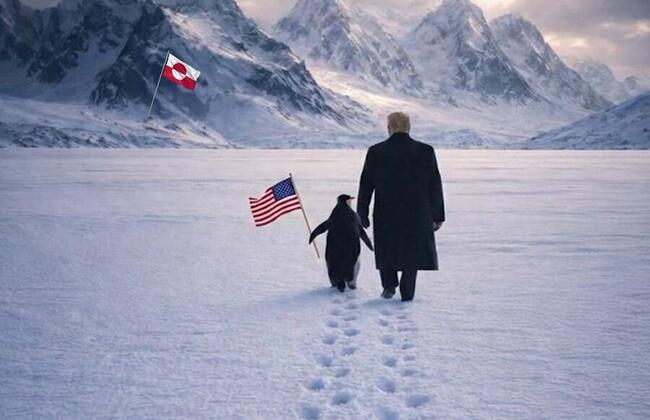 白宮發布「川普牽企鵝走在格陵蘭」讓$PENGUIN暴漲！丹麥：北極耐力軍演將持續到年底