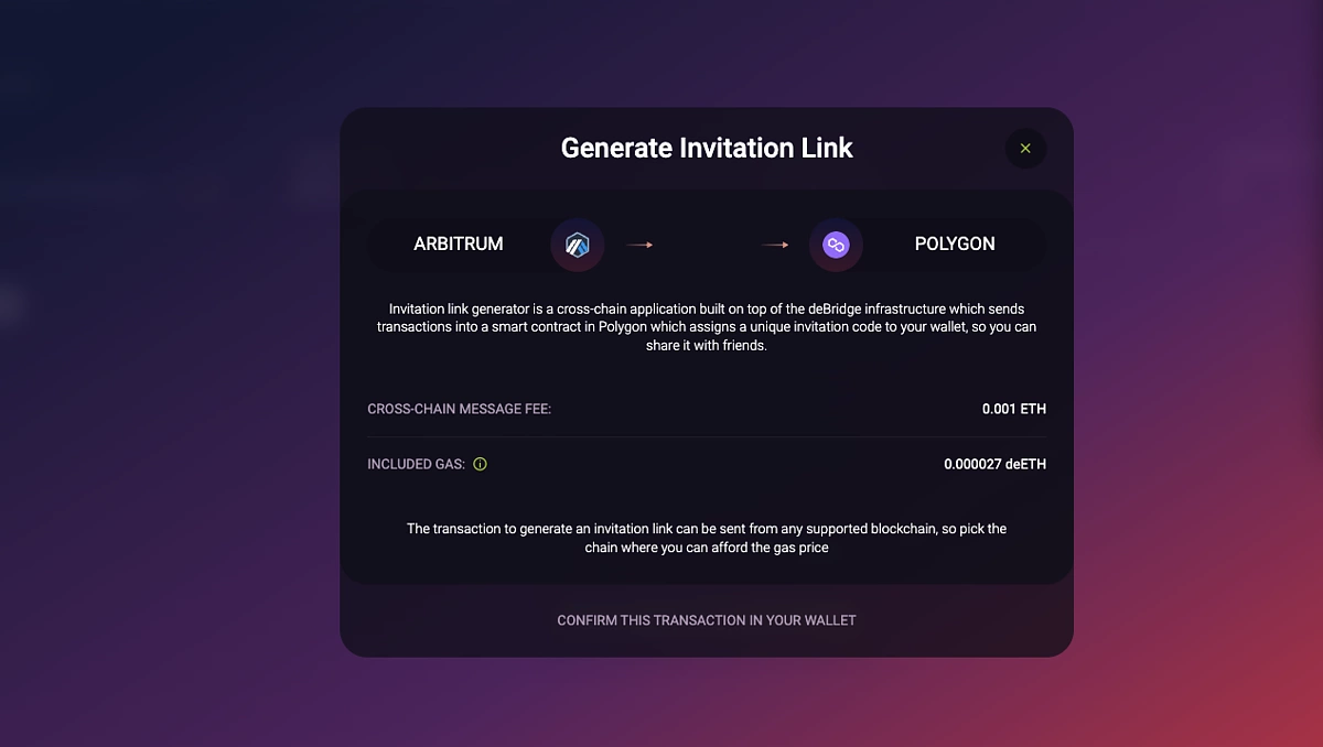 Approve request to generate invitation link from wallet