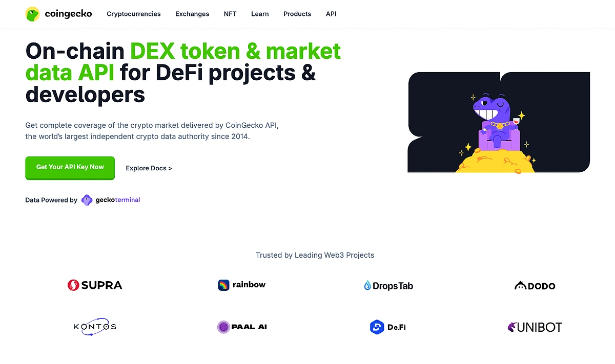 Top 5 Best Onchain DEX Data APIs (2026) | CoinGecko API