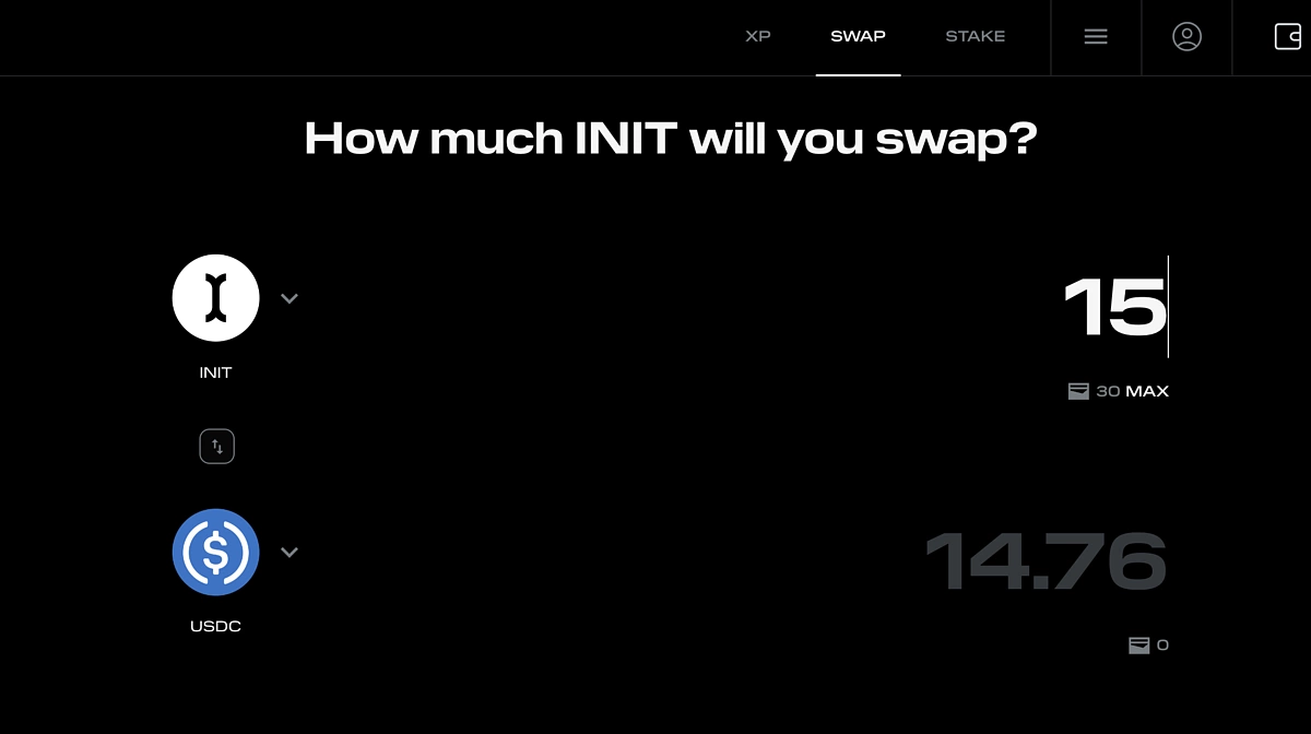 Swap tokens on Initia