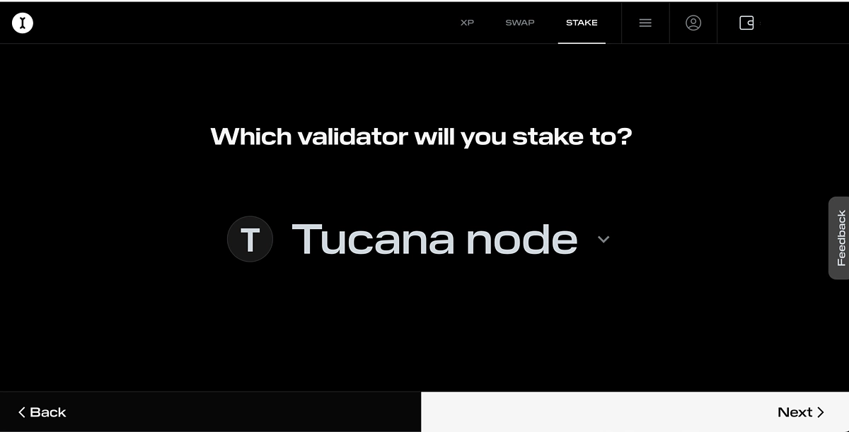 Choose validator to stake INIT