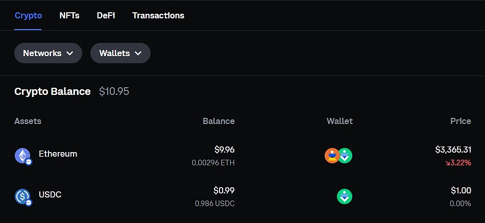 check swap history on Coinbase's smart wallet