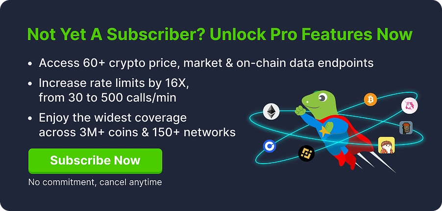 Coinpaprika API alternative - sign up for CoinGecko API crypto price market data
