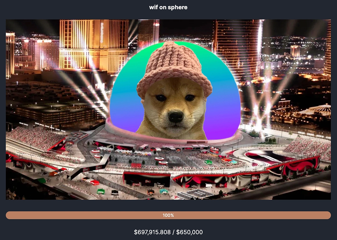 dogwifhat light up las vegas sphere