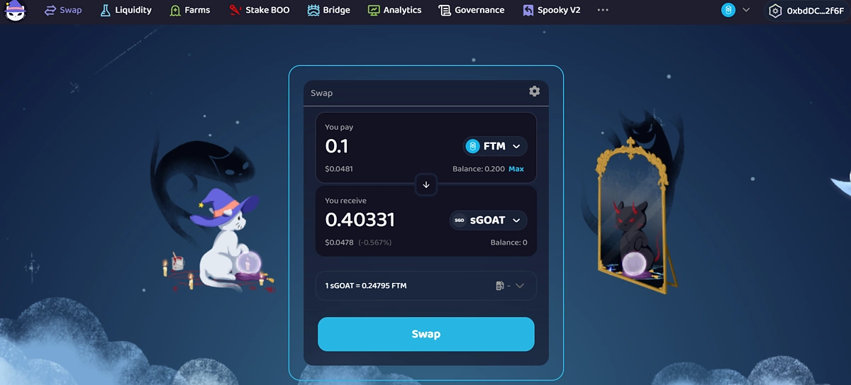 Enter amount of tokens to swap