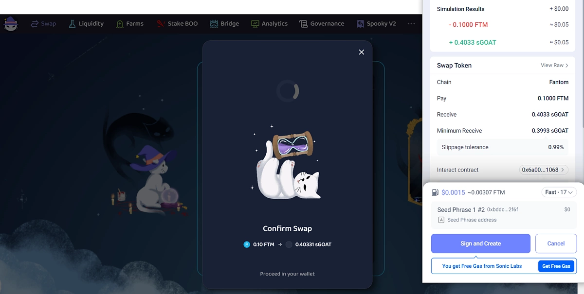 Approve transaction in wallet
