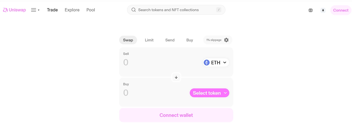 Open the dApp to connect with WalletConnect