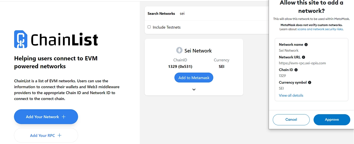 Add to MetaMask and approve transaction