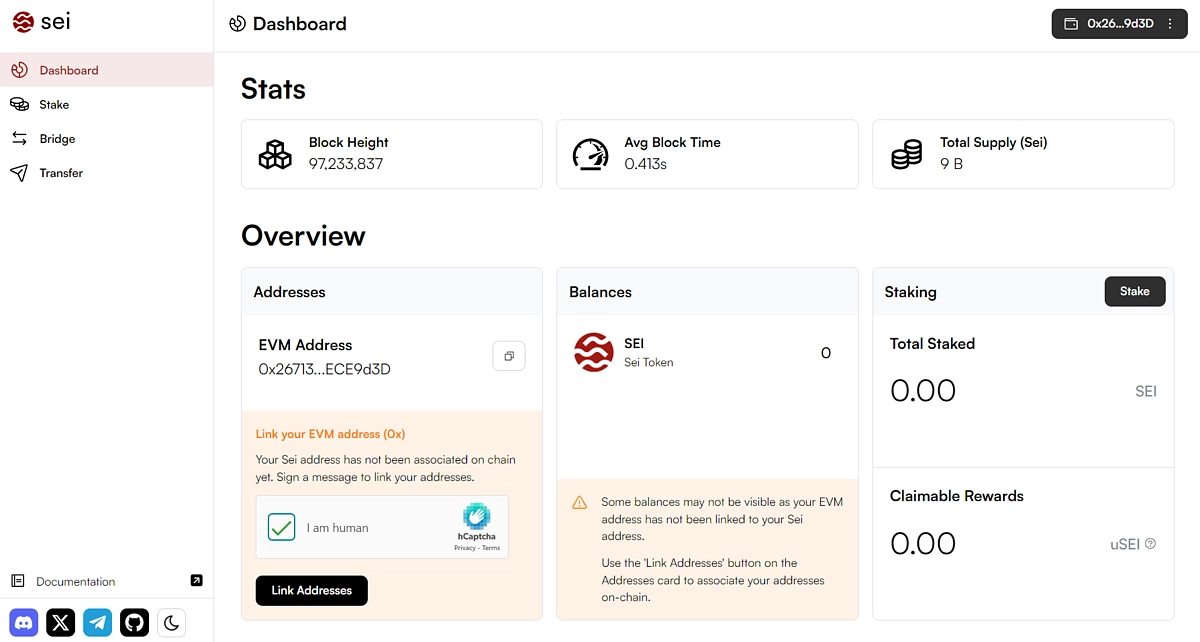 Link Wallet Addresses to Sei