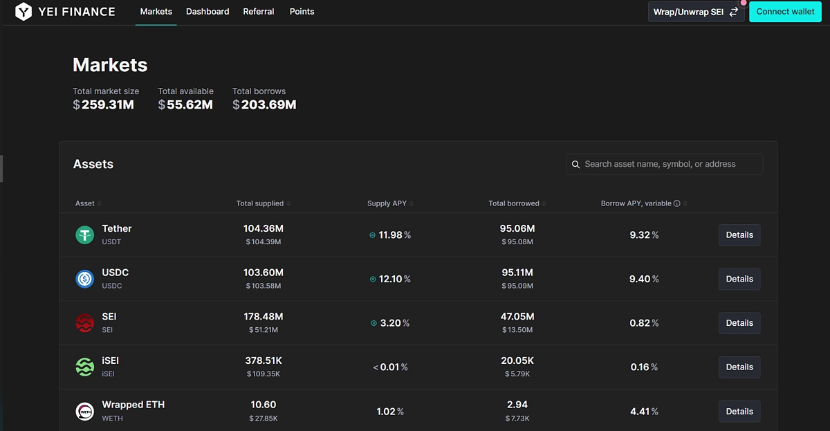 Connect wallet to Sei dApp