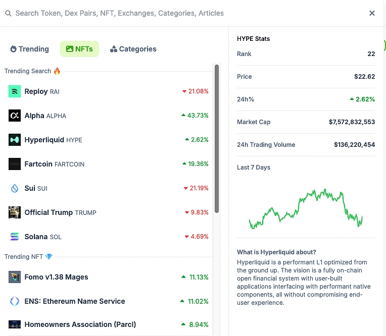 CoinGecko Search Bar