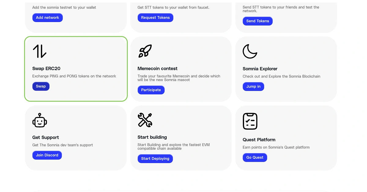 Swap tokens on Somnia testnet