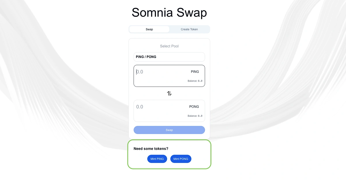 Mint Ping or Pong on Somnia testnet
